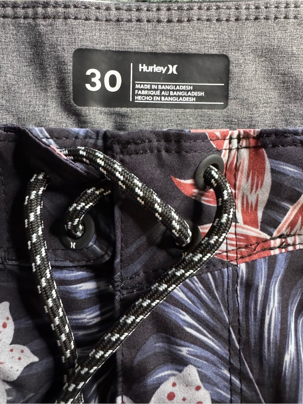 Hurley Men's Navy Floral Hybrid Shorts with Pink & White Accents - Picture 4 of 6